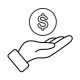 money in hand vector icon on white background