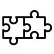 Two connected puzzles icon. Outline two connected puzzles vector icon for web design isolated on white background